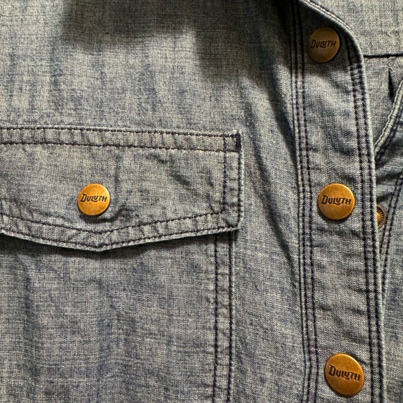 Duluth Trading Blue Denim Chambray Shirt Dress - Picture 3 of 7